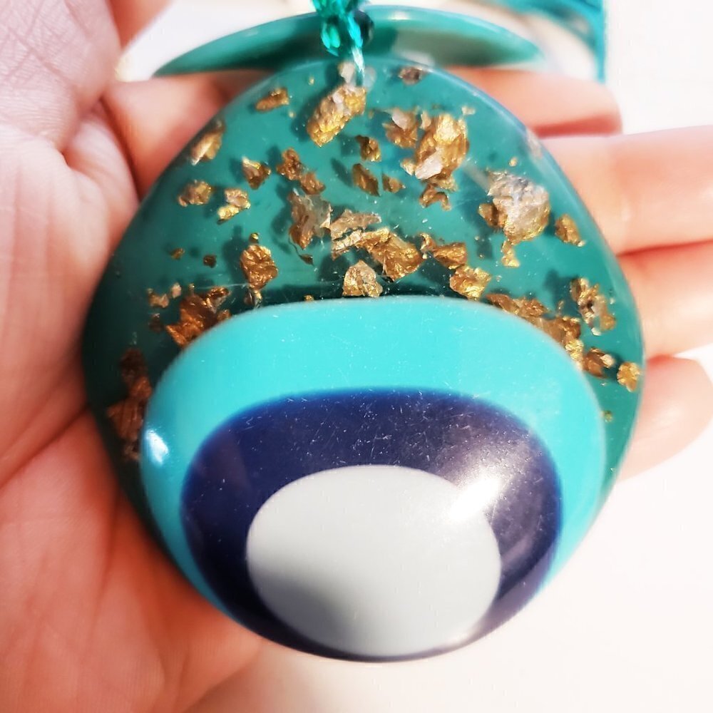 Turquoise Geometric pendant statement necklace - Picture 8 of 8